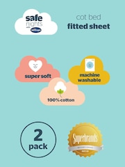 Silentnight 2 Pack Grey Stars Kids Safe Nights Cot Bed Size 100% Cotton Fitted Sheets - Image 8 of 9