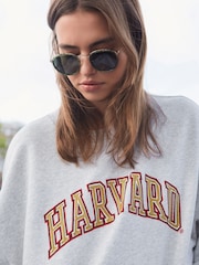 Grey License Harvard University Graphic Collegiate Varsity Slogan Sweatshirt - Image 5 of 7