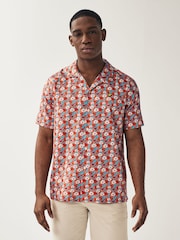 Lyle & Scott Orange Floral Print Resort Shirt - Image 2 of 4