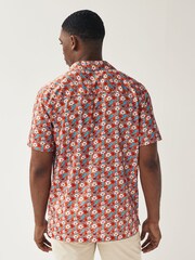 Lyle & Scott Orange Floral Print Resort Shirt - Image 3 of 4