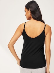 Black V-Neck Thin Strap Vest - Image 2 of 5