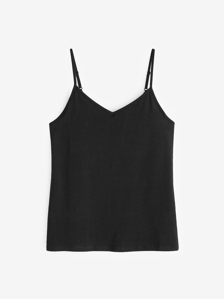 Black V-Neck Thin Strap Vest - Image 4 of 5