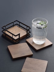 Set of 4 Black Wooden Bronx Coasters - Image 2 of 3