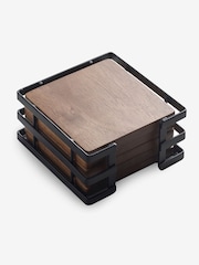 Set of 4 Black Wooden Bronx Coasters - Image 3 of 3
