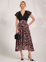 Jolie Moi Pink Printed Chiffon Midaxi Dress - Image 6 of 6