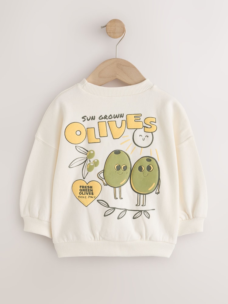 Crème Olijf - Sweatshirt met ronde hals (3mths-7yrs) - Afbeelding 2 van 4