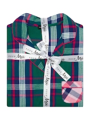 Pour Moi Green Multi Cosy Check Brushed 100% Cotton Pyjamas Gift Set - Image 4 of 4