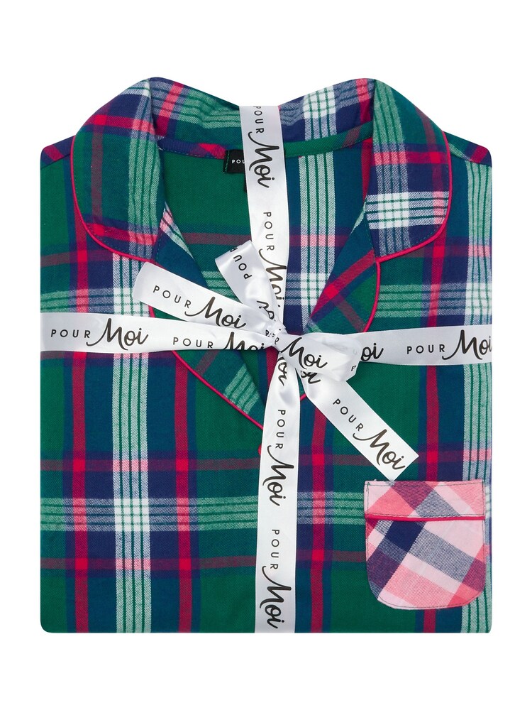 Pour Moi Green Multi Cosy Check Brushed 100% Cotton Pyjamas Gift Set - Image 5 of 5 Pour Moi Green Multi Cosy Check Brushed 100% Cotton Pyjamas Gift Set - Image 5 of 5