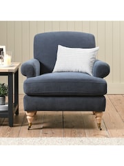 Cotswold Company Indigo William Cotton Linen Weave Armchair - Image 1 of 5