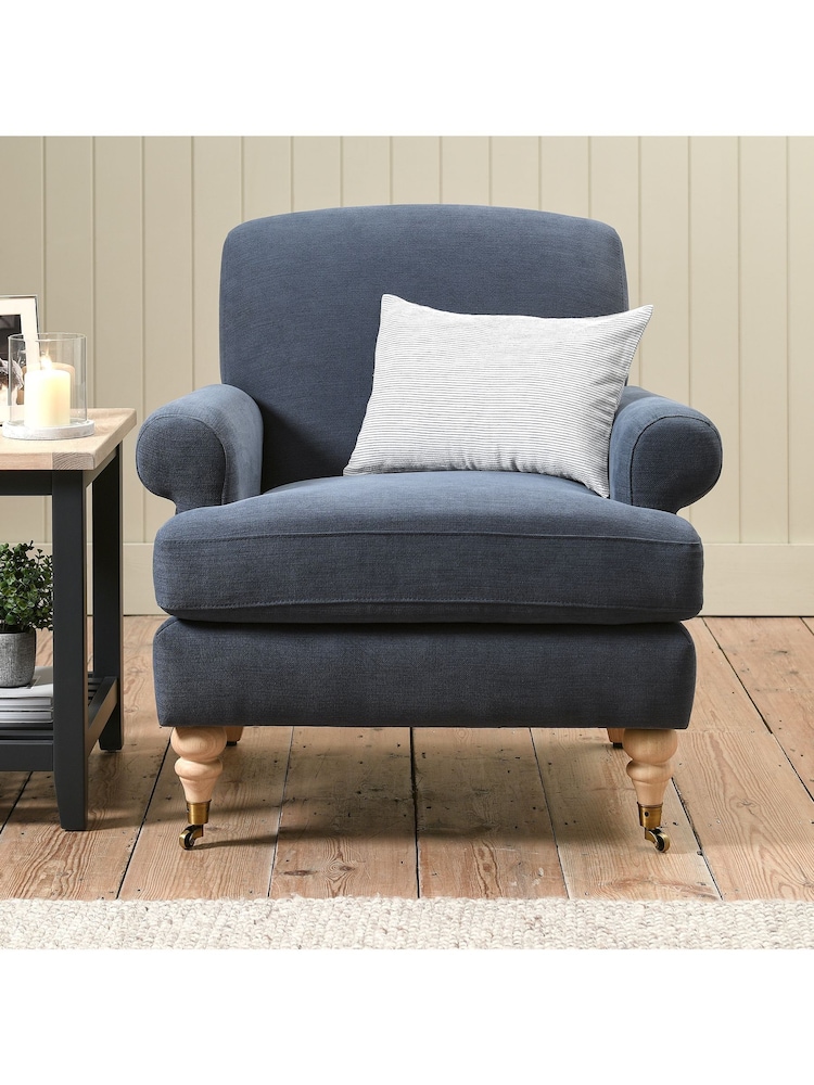 Cotswold Company Indigo William Cotton Linen Weave Armchair - Image 1 of 5