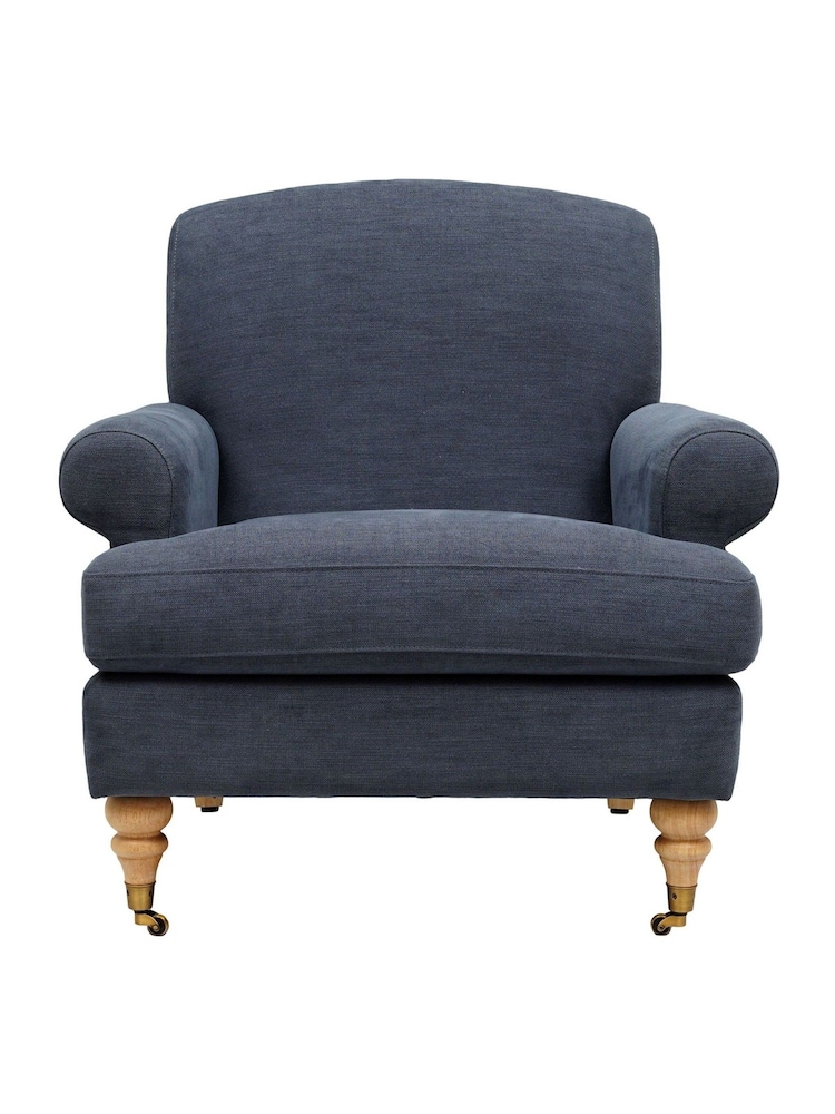 Cotswold Company Indigo William Cotton Linen Weave Armchair - Image 2 of 5