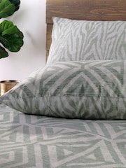furn. Sage Green Tanza Global Geometric Reversible Duvet Cover and Pillowcase Set - Image 3 of 3