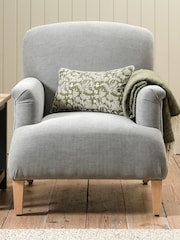 Cotswold Company Mid Grey George Cotton Linen Weave Armchair - Image 1 of 5