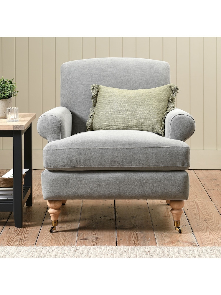 Cotswold Company Mid Grey William Cotton Linen Weave Armchair - Image 1 of 5