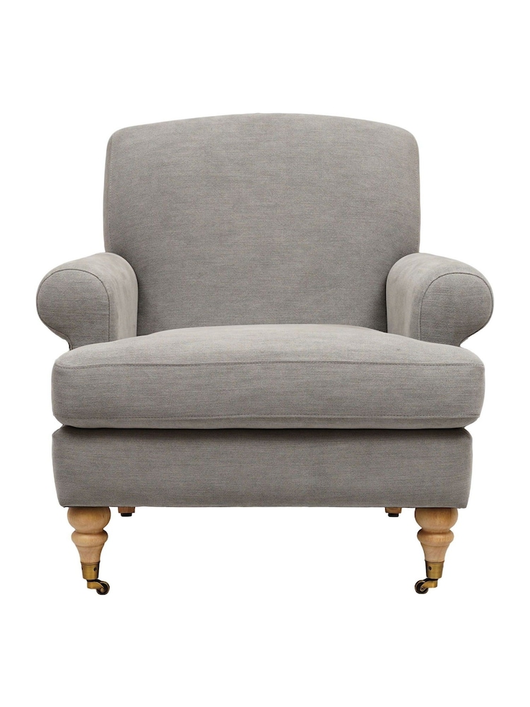 Cotswold Company Mid Grey William Cotton Linen Weave Armchair - Image 2 of 5