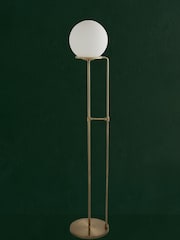 Searchlight Antique Brass/White Sphere Floor Lamp - Image 2 of 3