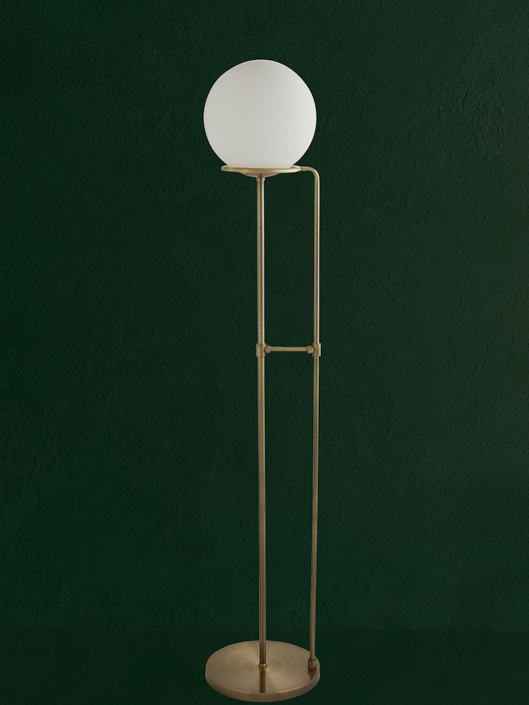 Searchlight Antique Brass/White Sphere Floor Lamp - Image 2 of 3