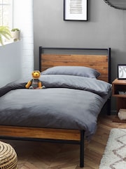Oak Effect and Metal Bronx Kids Wooden Bed Frame - Image 1 of 5