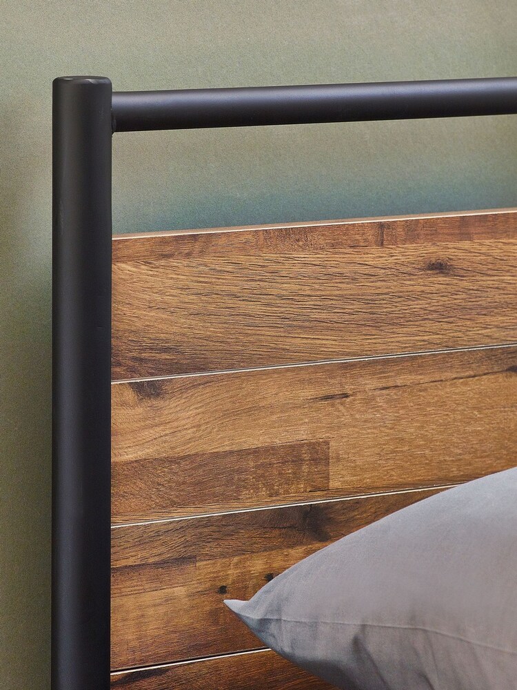 Oak Effect and Metal Bronx Kids Wooden Bed Frame - Image 2 of 5