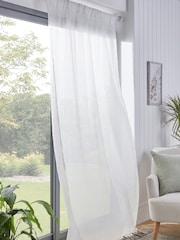 White Crinkle Slot Top Voile Unlined Sheer Panel Curtain - Image 1 of 3