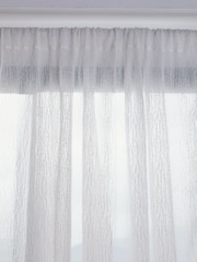 White Crinkle Slot Top Voile Unlined Sheer Panel Curtain - Image 2 of 3