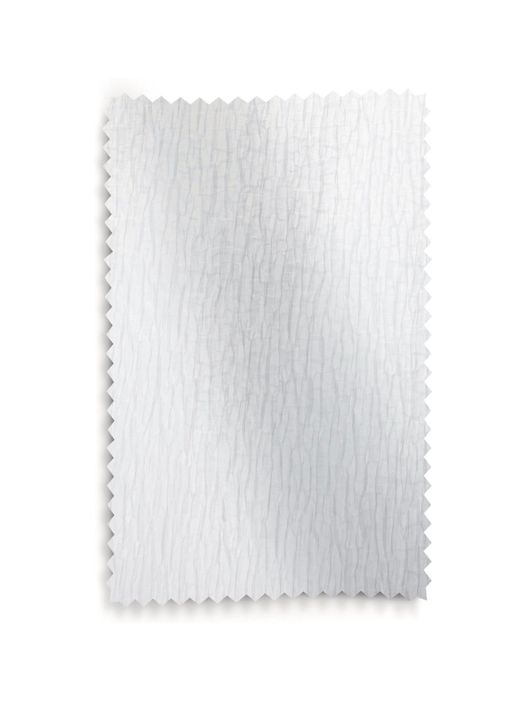 White Crinkle Slot Top Voile Unlined Sheer Panel Curtain - Image 3 of 3