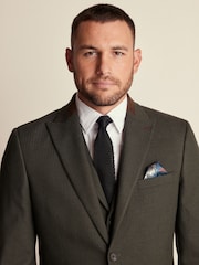 Green Tailored Fit Herringbone Suit Jacket - Image 1 of 10