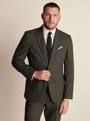 Green Tailored Fit Herringbone Suit Jacket - Image 4 of 10
