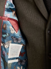 Green Tailored Fit Herringbone Suit Jacket - Image 6 of 10