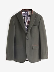 Green Tailored Fit Herringbone Suit Jacket - Image 7 of 10
