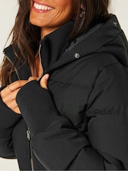 Hollister Black Nylon Puffer Coat With Fur Coat - Image 4 of 5