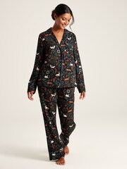 Joules Alma Black Pyjama Set - Image 1 of 5