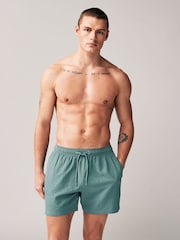 Blue/White Seersucker Plain Premium Swim Shorts - Image 2 of 8