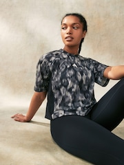 adidas Black AOP Flower Print T-Shirt - Image 2 of 4