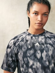 adidas Black AOP Flower Print T-Shirt - Image 4 of 4