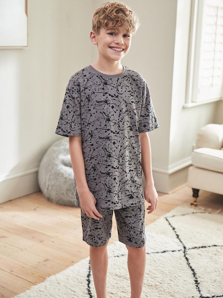 Teal/Grey Splat Oversized Short Pyjamas 3 Pack (1.5-16yrs) - Image 2 of 15