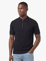 Luke 1977 Black Elgin Black Knitted Polo Shirt - Image 1 of 5