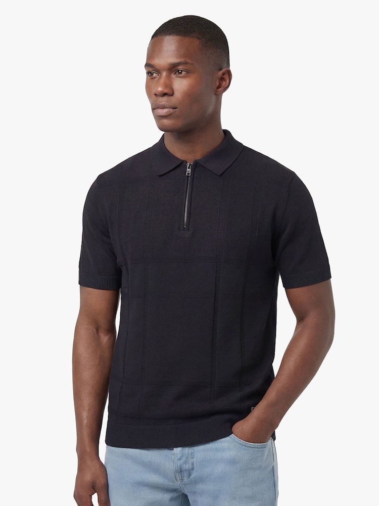 Luke 1977 Black Elgin Black Knitted Polo Shirt - Image 1 of 5