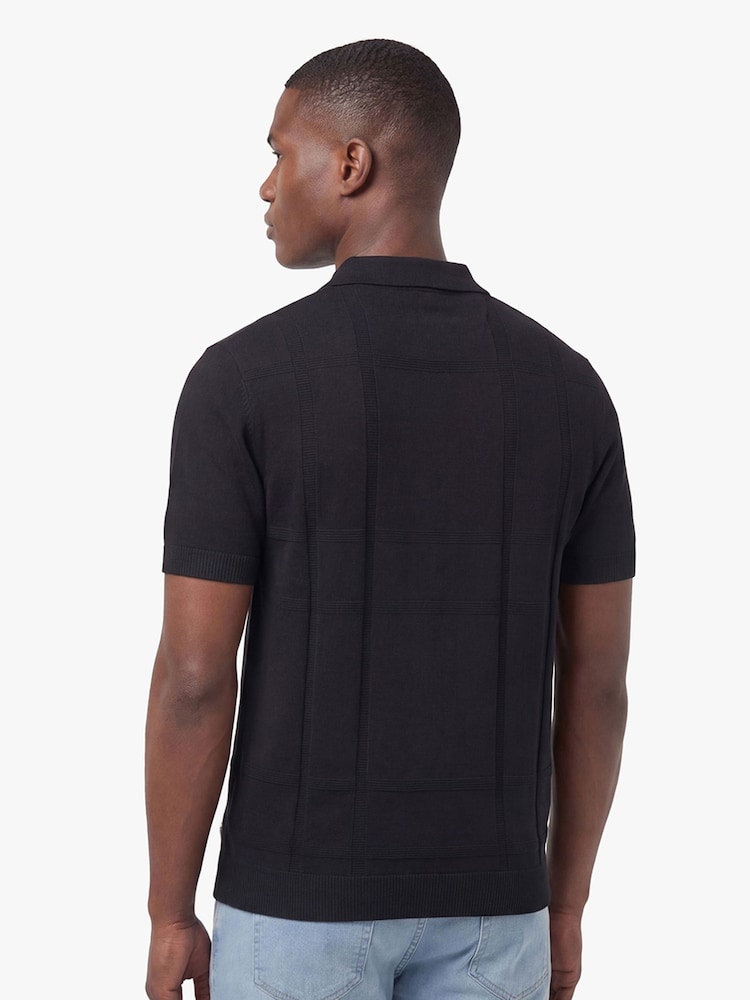 Luke 1977 Black Elgin Black Knitted Polo Shirt - Image 2 of 5