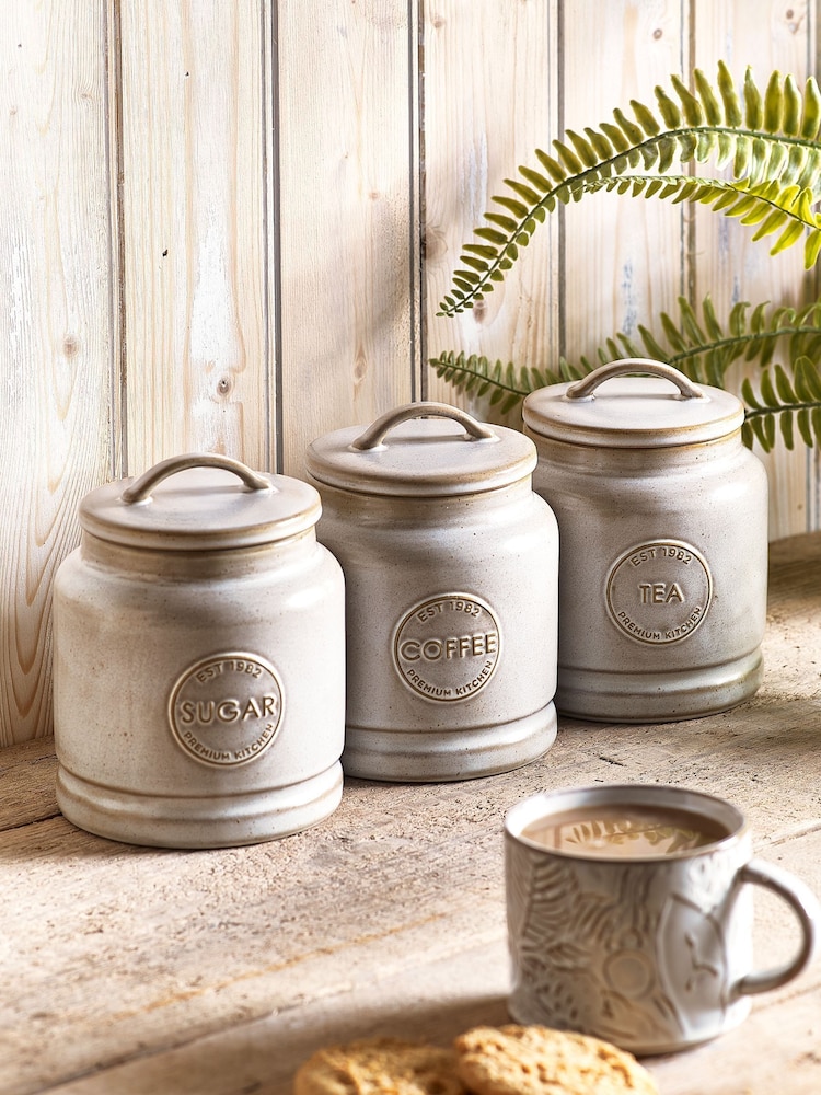 Natural Country Badge Set of 3 Storage Jars - Image 1 of 2