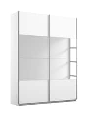 Rauch White Cameron Wood and Centre Mirror Semi 1.3m Sliding Fitted Wardrobe - Image 2 of 2