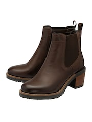 Ravel Tan Brown Leather Cleated Sole Ankle Boots - Image 2 of 4