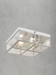 Searchlight Chrome/Glass Maddox 2 Light Flush Box Ceiling Light - Image 1 of 3