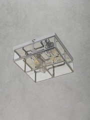 Searchlight Chrome/Glass Maddox 2 Light Flush Box Ceiling Light - Image 2 of 3