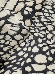 Monochrome Print Tie Sleeve Textured Collared V-Neck Blouse - Image 6 of 7
