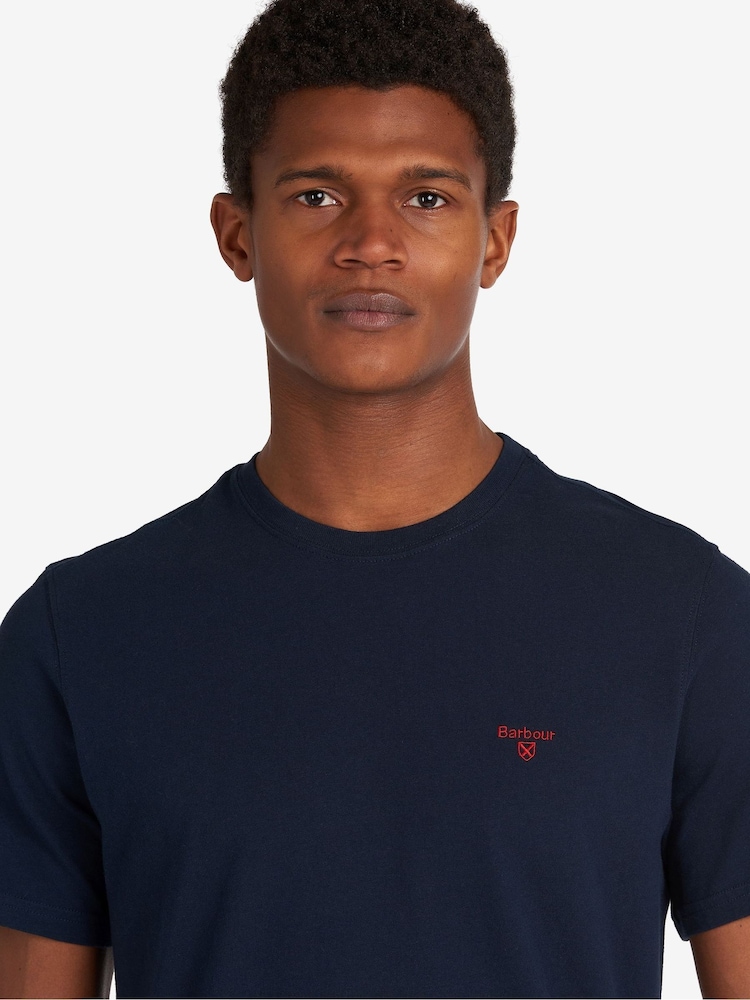 Barbour® Navy Mens 100% Cotton Sports T-Shirt - Image 4 of 5