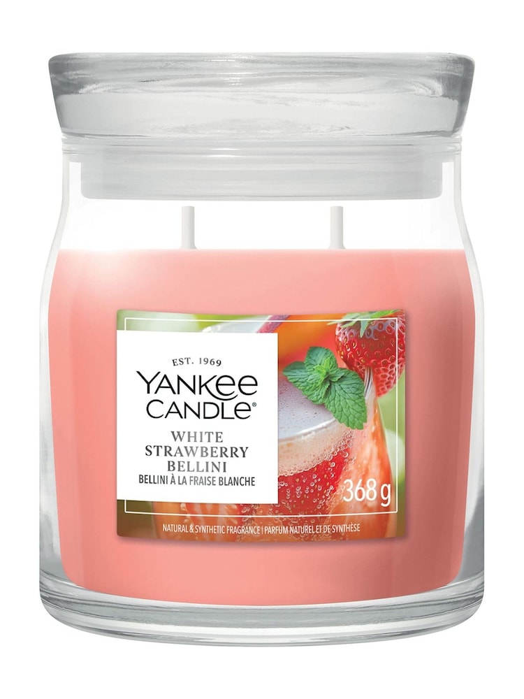 Yankee Candle White Strawberry Bellini Signature Medium Jar Candle - Image 1 of 2 Yankee Candle White Strawberry Bellini Signature Medium Jar Candle - Image 1 of 2