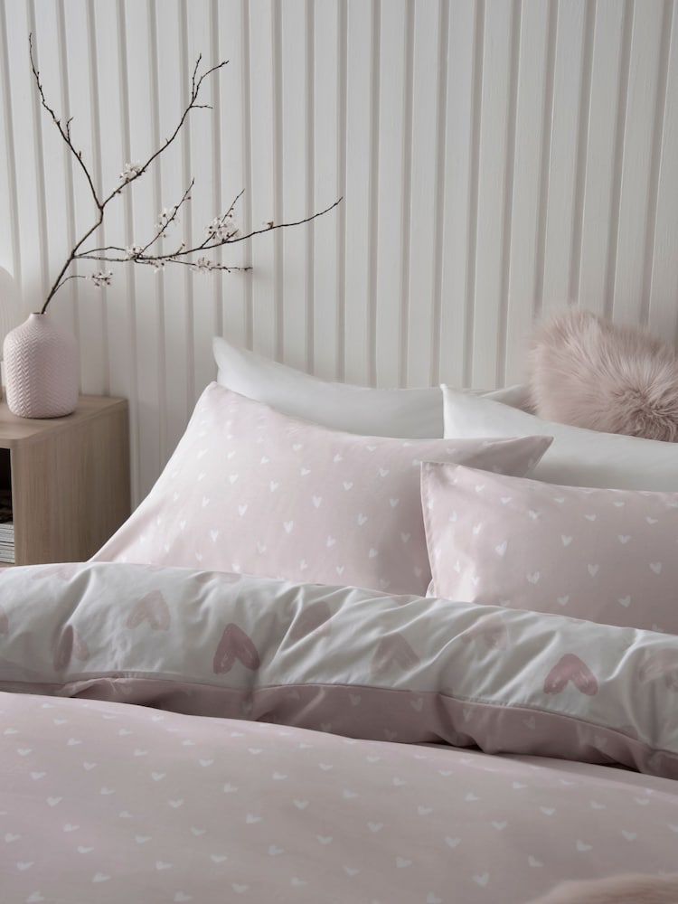 Pink Heart Reversible Duvet Cover and Pillowcase Set - Image 4 of 6