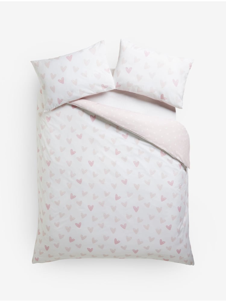 Pink Heart Reversible Duvet Cover and Pillowcase Set - Image 6 of 6