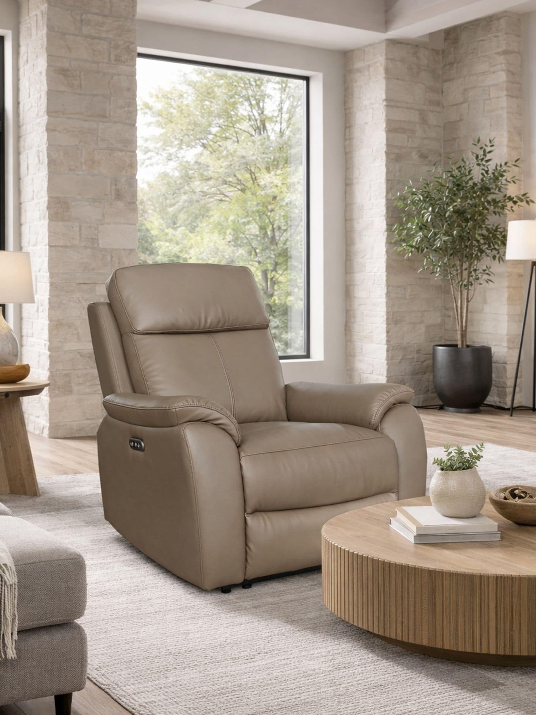 Aspire Furniture Unisex Mushroom Kingsmere Power Recliner Armchair